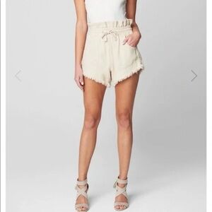 NWT Blank NYC Linen Blend High Rise Paper Bag Waist Frayed Hem Shorts, Sz M